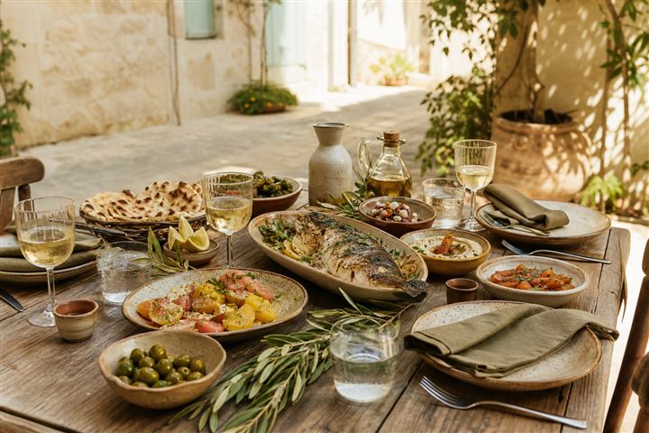 Mediterranean dining table preview for Solara Table
